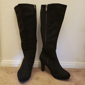 Lane Bryant Faux Suede Black Knee High Boots - 9W